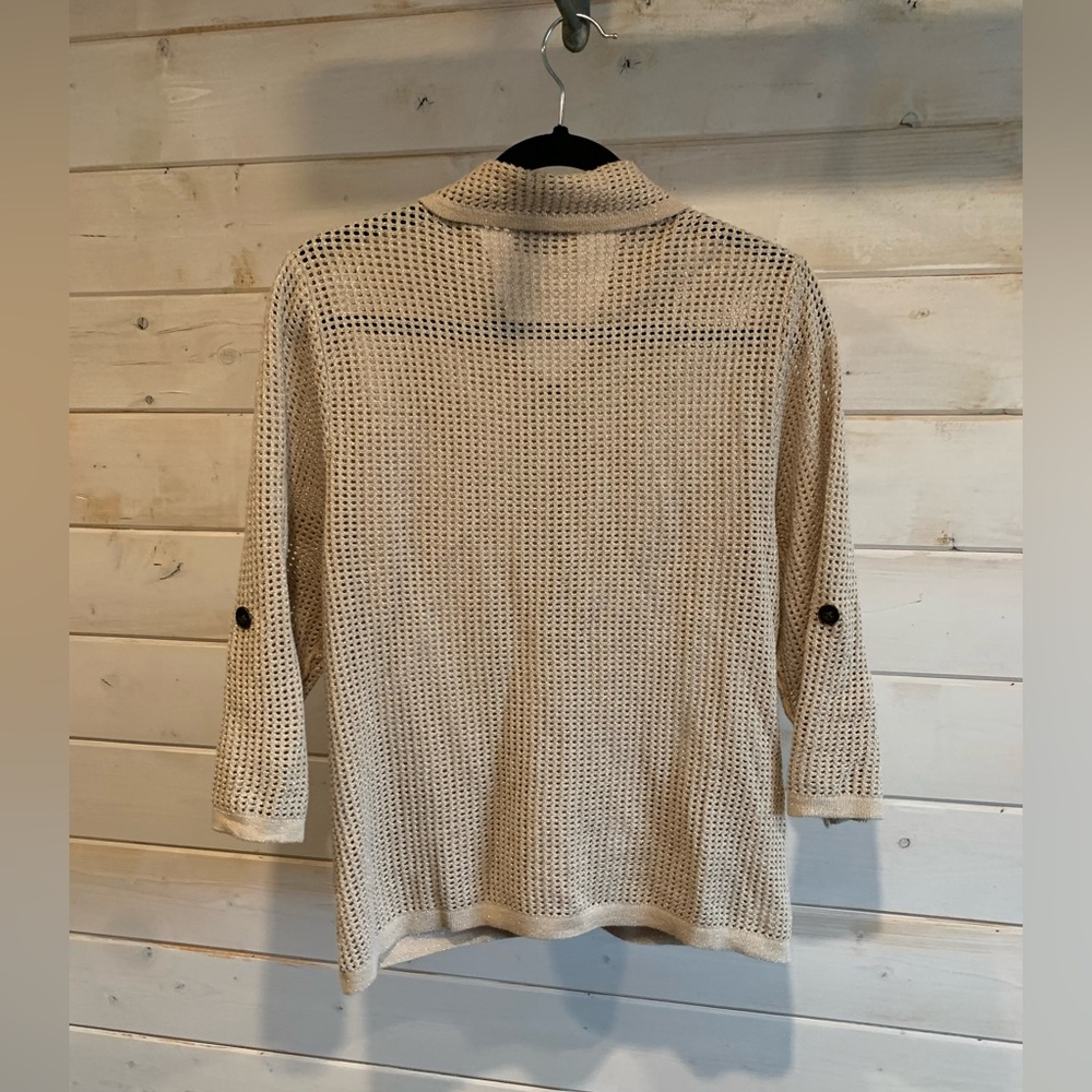 TanJay | Tan Shimmery Full Zip Sweater - Picture 6 of 7